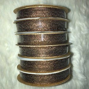 6 rolls bronze metallic ribbon 3/8" New